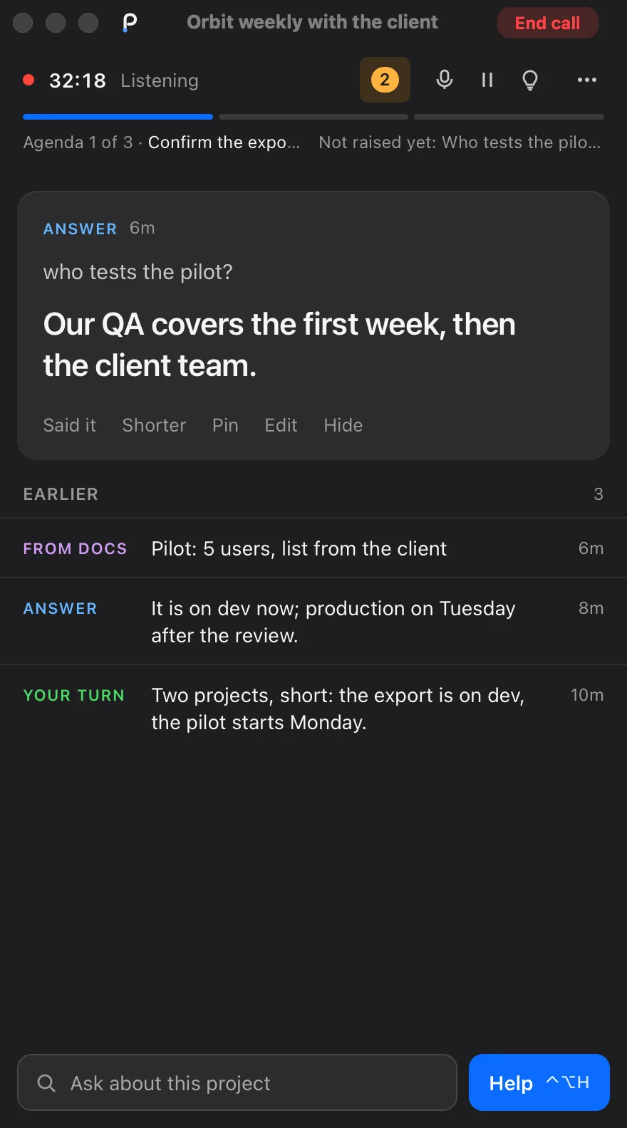 Pacenote: Under your camera