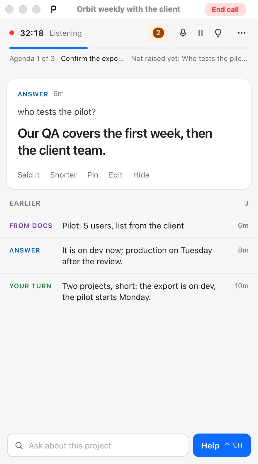 Pacenote: Under your camera